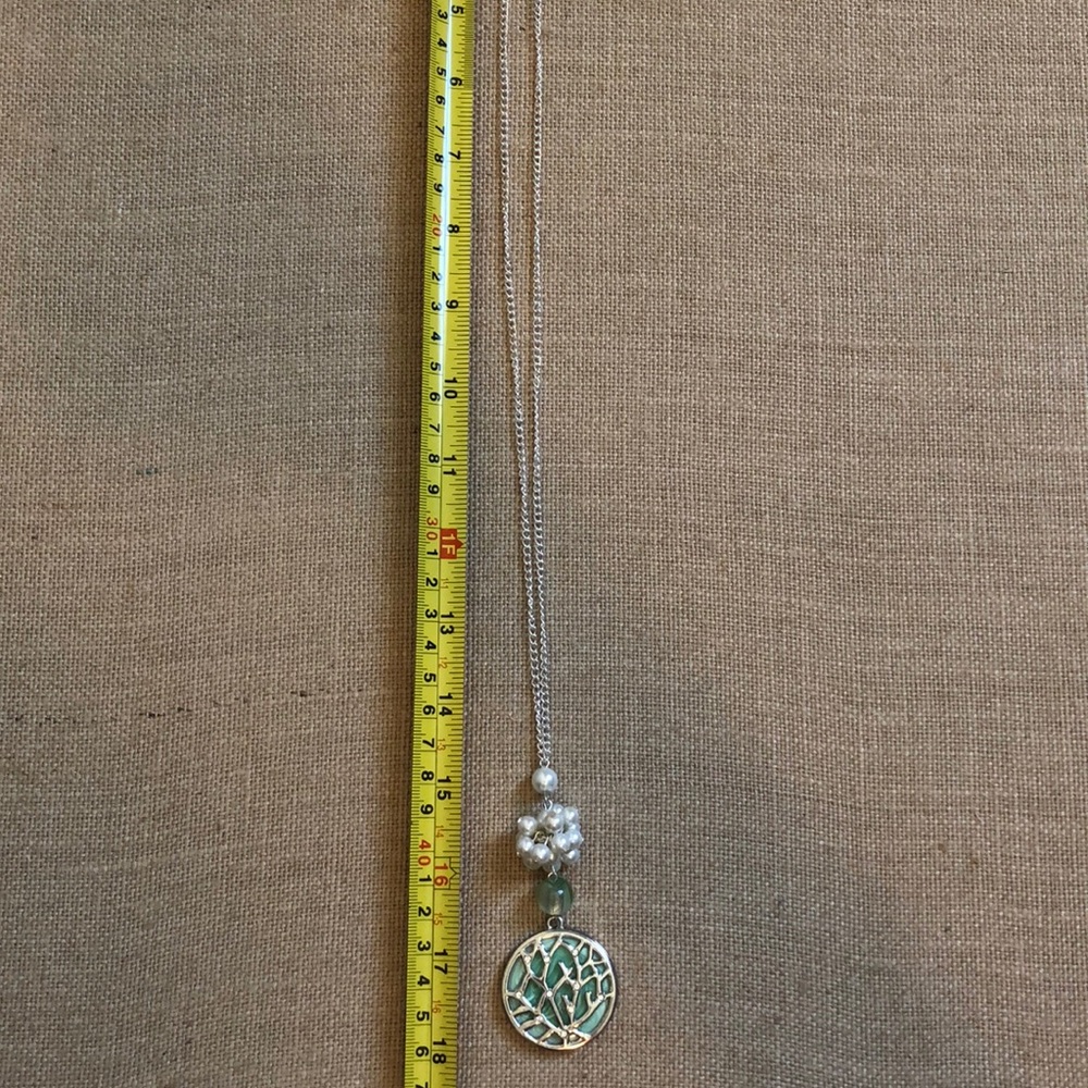 Pearl & Sea Green Glass Bead Necklace and Earrings - Picture 5 of 8